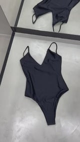 AZUMORENA V-AUSSCHNITT-BADEANZUG SCHWARZ